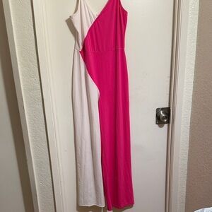 Hot Pink & Light Pink Colorblock Jumpsuit